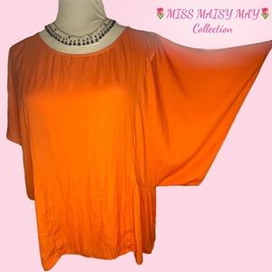 🍊Orange Crush🍊Loose, versatile, light & airy with Flutter Sleeves, Sz L